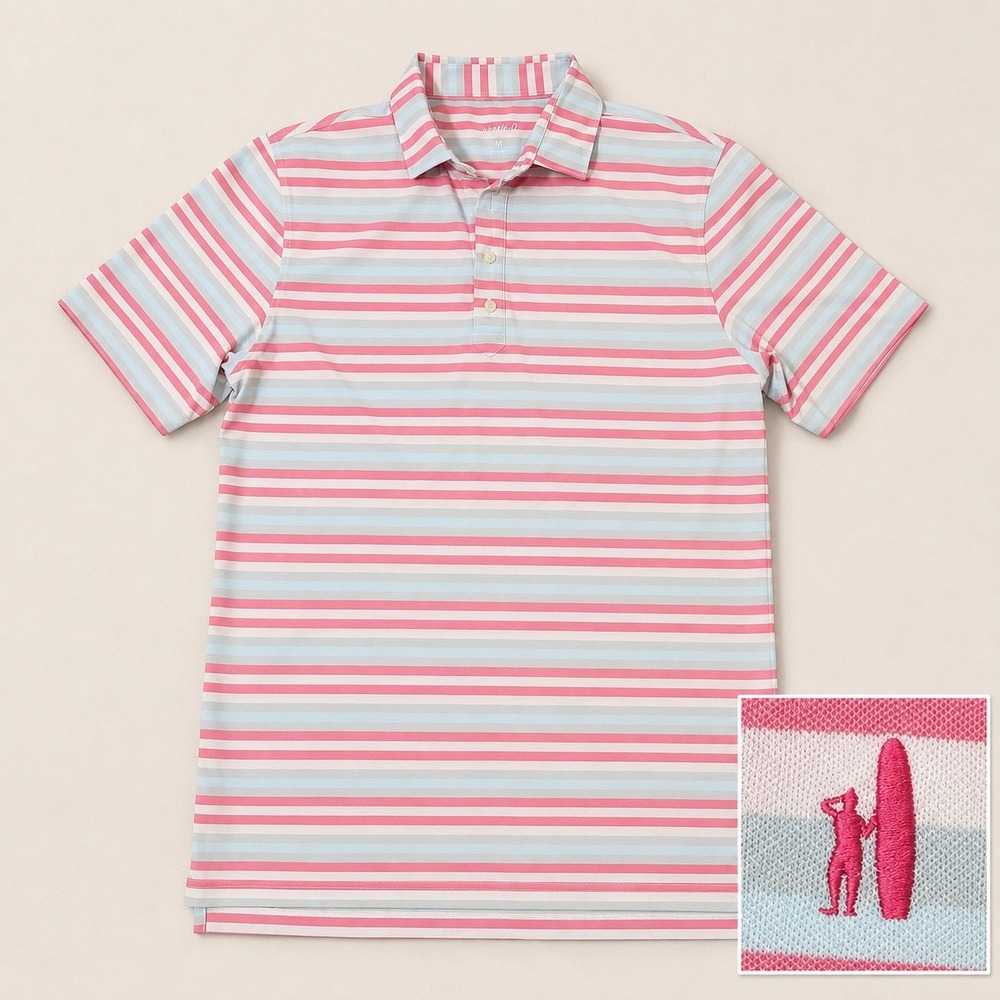 Johnnie-O Lightweight Golf Polo (M) Men's Pastel Striped Summer Collared Shirt